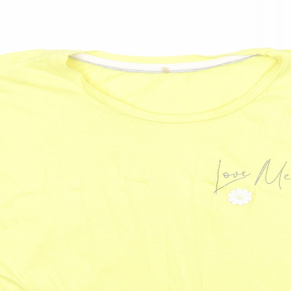 George Womens Yellow Cotton Basic T-Shirt Size 12 Round Neck - Love Me