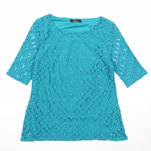 Bonmarché Womens Blue Polyester Basic Blouse Size 10 Boat Neck