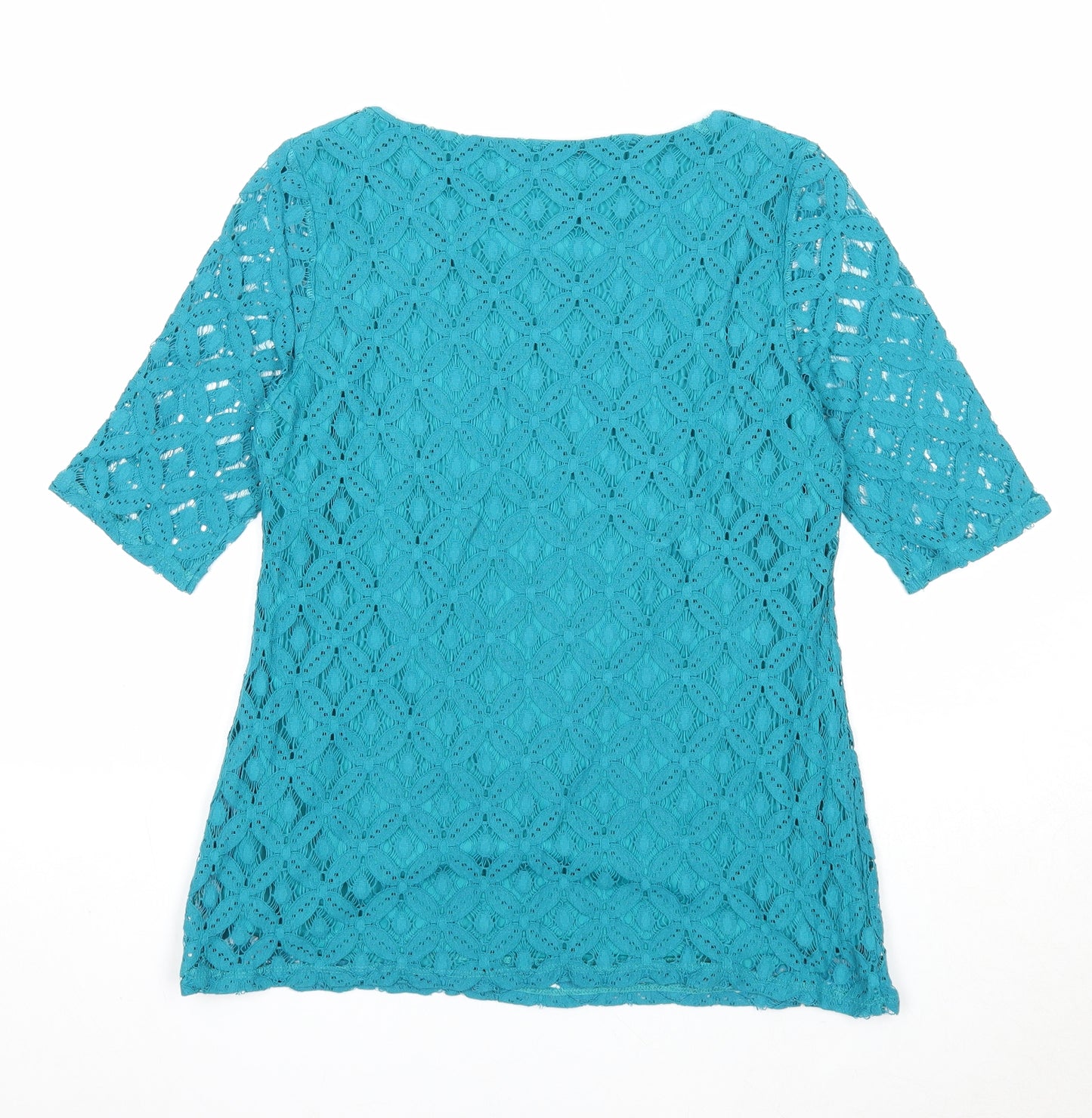 Bonmarché Womens Blue Polyester Basic Blouse Size 10 Boat Neck