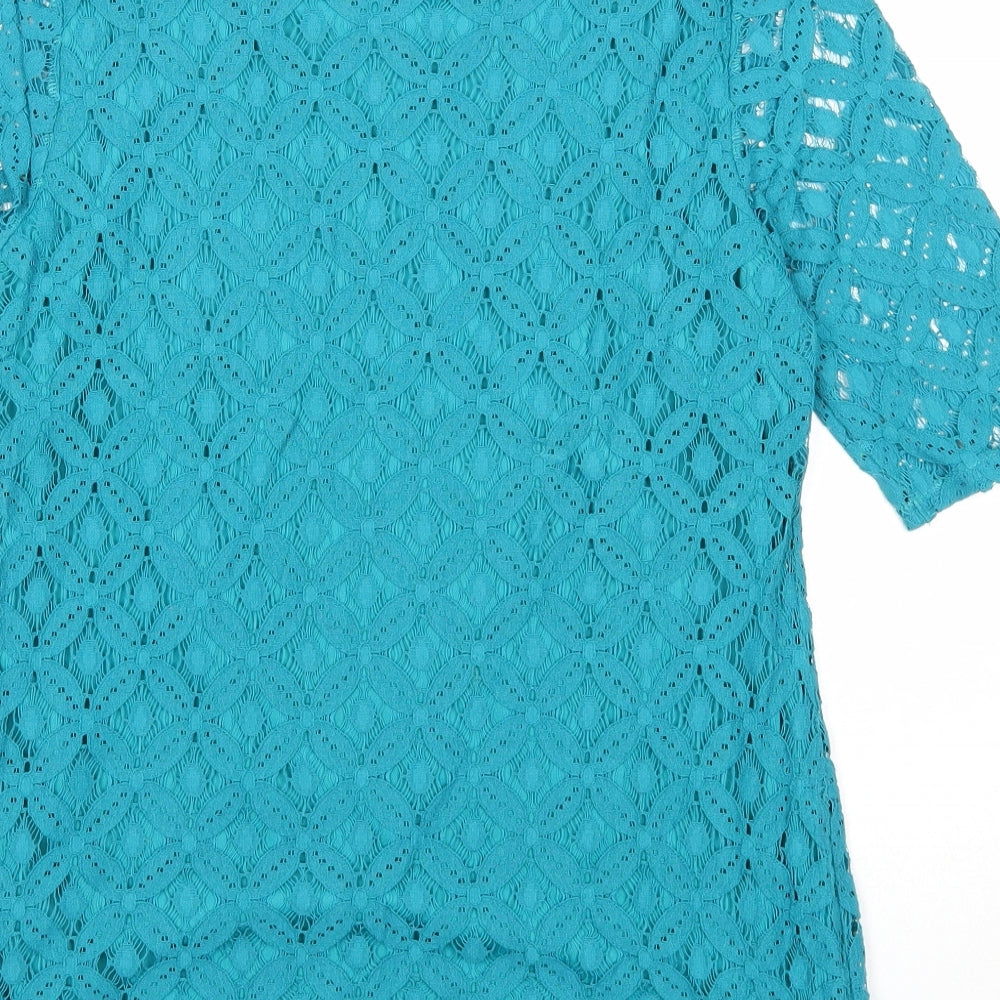 Bonmarché Womens Blue Polyester Basic Blouse Size 10 Boat Neck