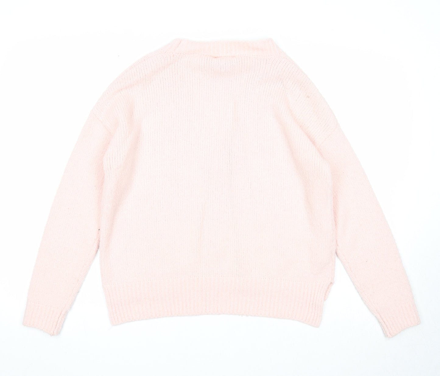 NEXT Womens Pink V-Neck Acrylic Pullover Jumper Size 12