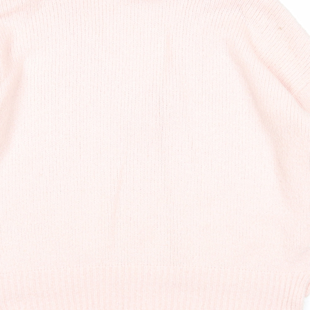 NEXT Womens Pink V-Neck Acrylic Pullover Jumper Size 12