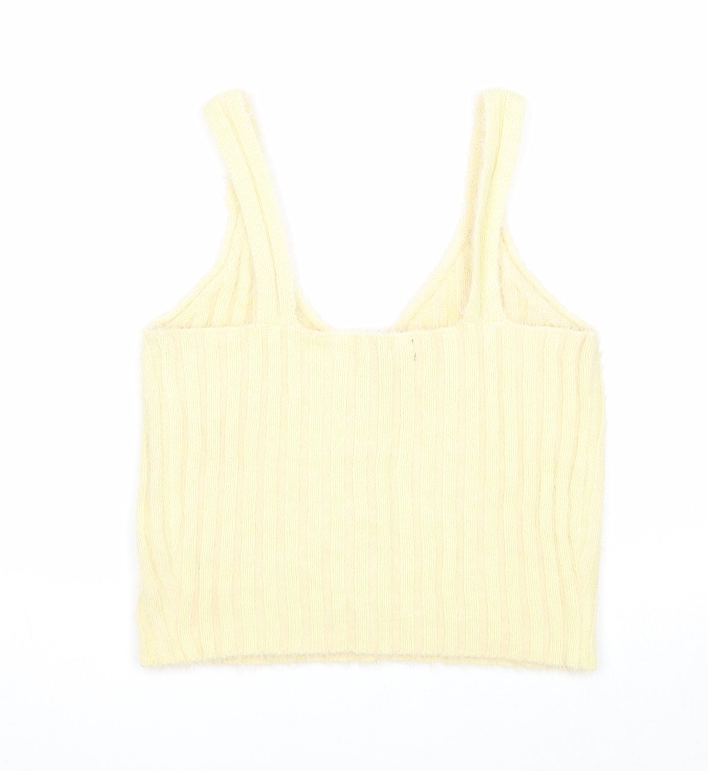 New Look Womens Yellow Polyamide Cropped Tank Size L V-Neck