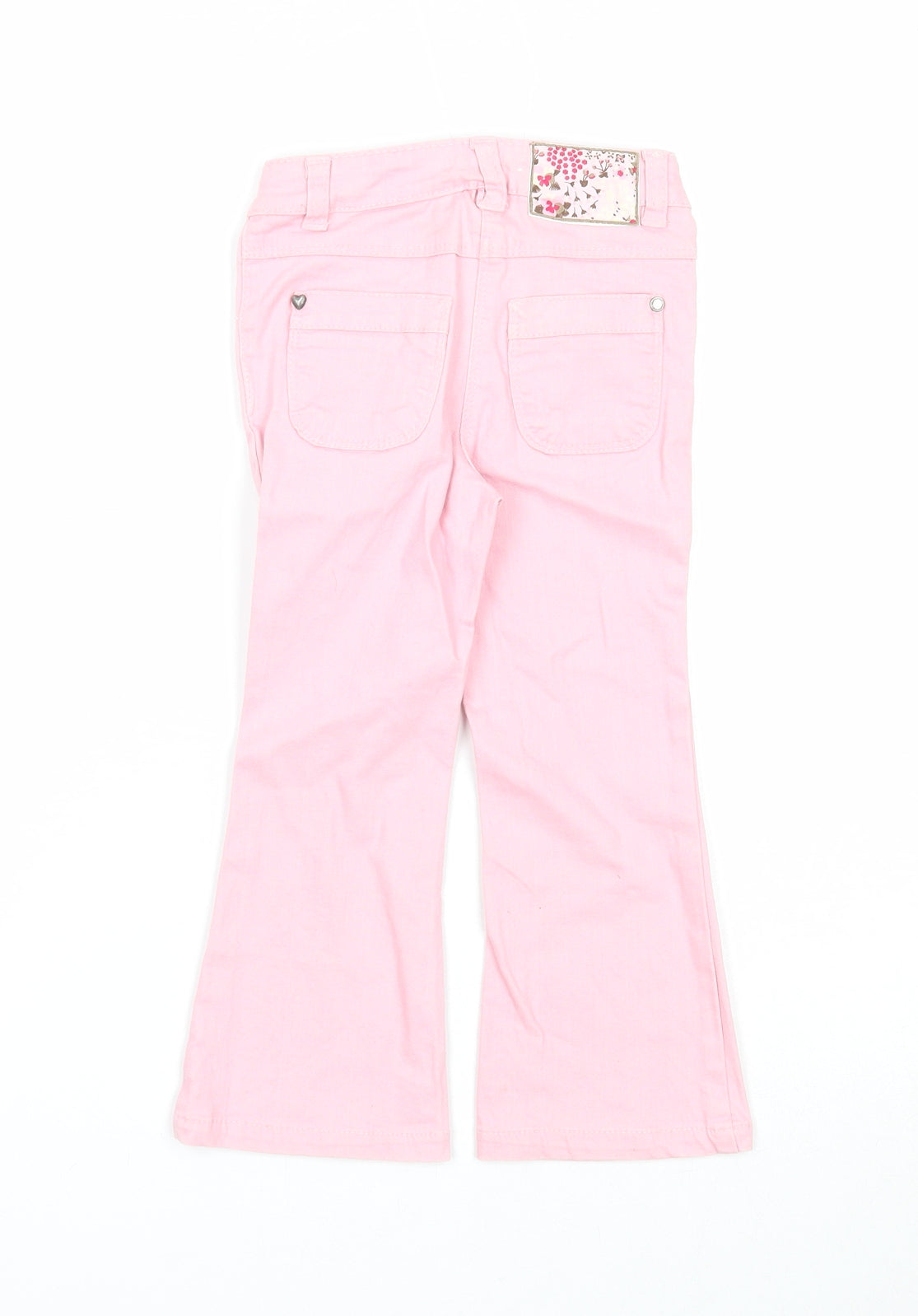 Vertbaudet Girls Pink Cotton Bootcut Jeans Size 3 Years Regular Zip