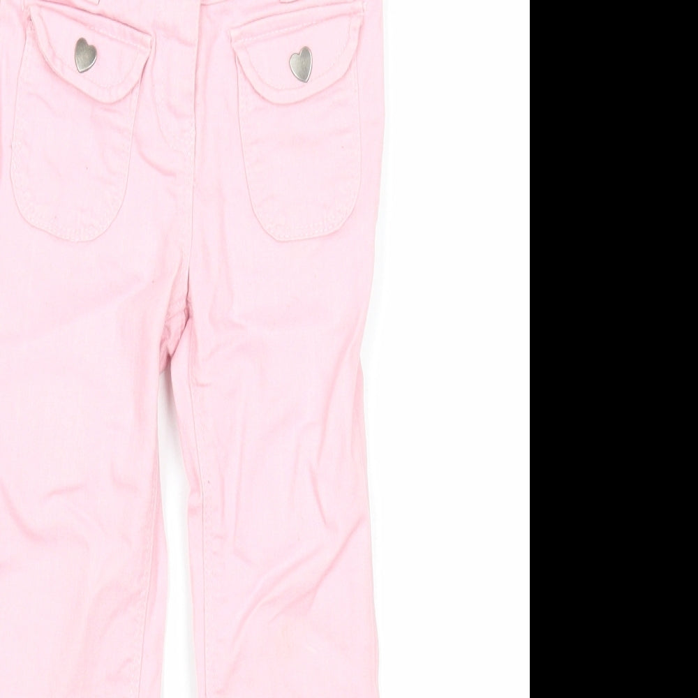 Vertbaudet Girls Pink Cotton Bootcut Jeans Size 3 Years Regular Zip