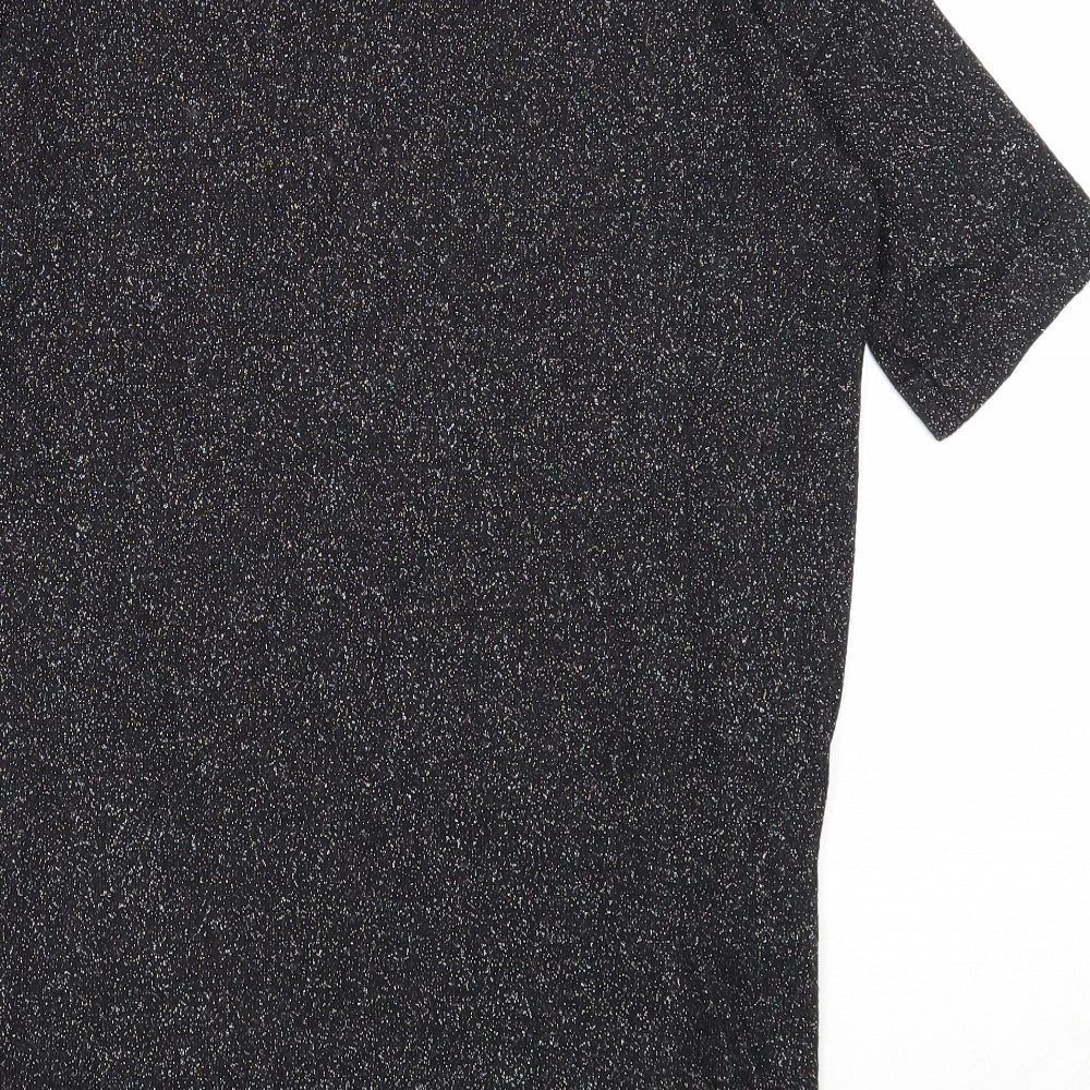 Warehouse Womens Black Viscose Basic T-Shirt Size 8 Round Neck