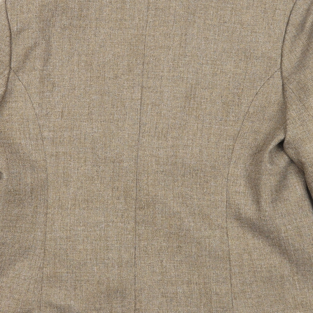 Nightingales Womens Brown Geometric Jacket Blazer Size 10 Button