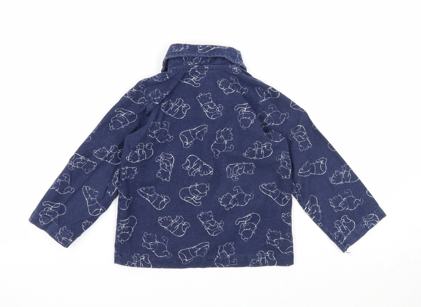 George Boys Blue Geometric Cotton Basic Button-Up Size 12-18 Months Collared Button - Winnie the Pooh