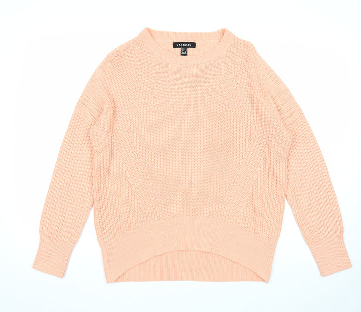 XOXO Womens Orange Round Neck Acrylic Pullover Jumper Size 10