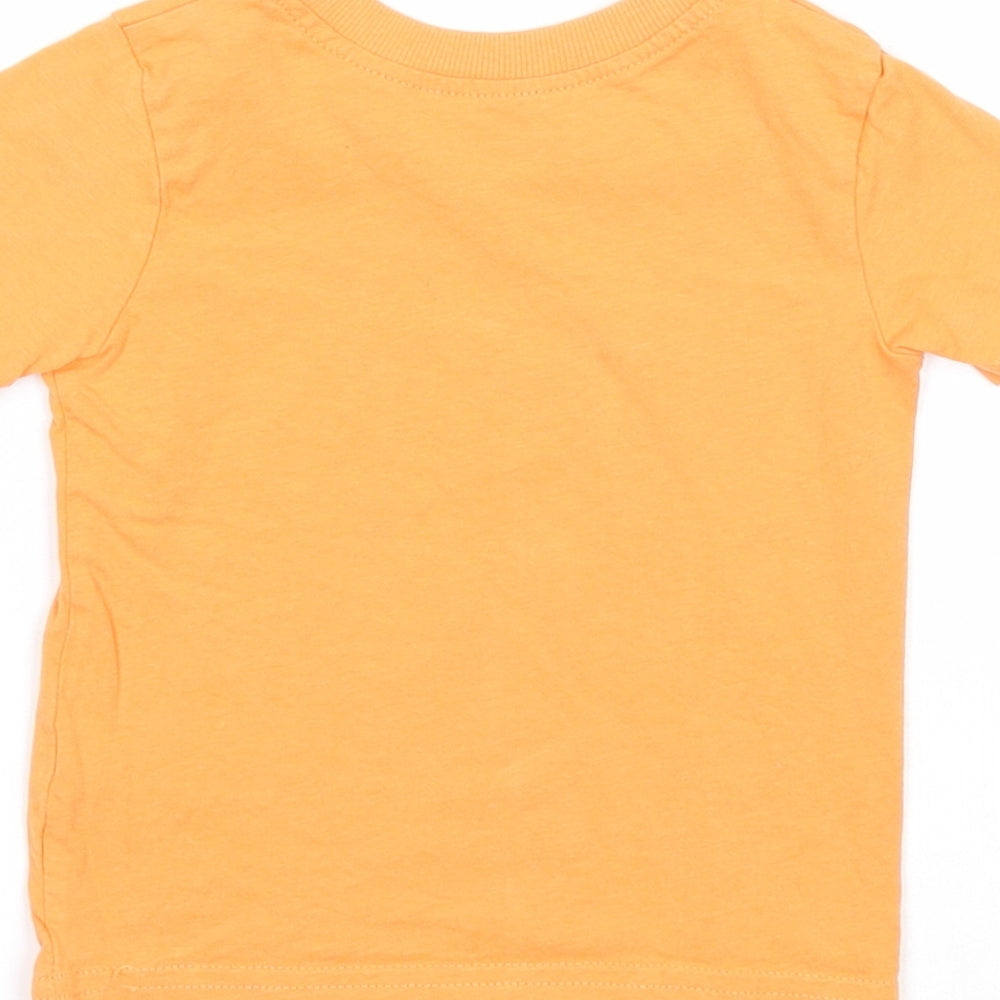 George Boys Orange Cotton Basic T-Shirt Size 9-12 Months Round Neck Pullover - Zebra Print