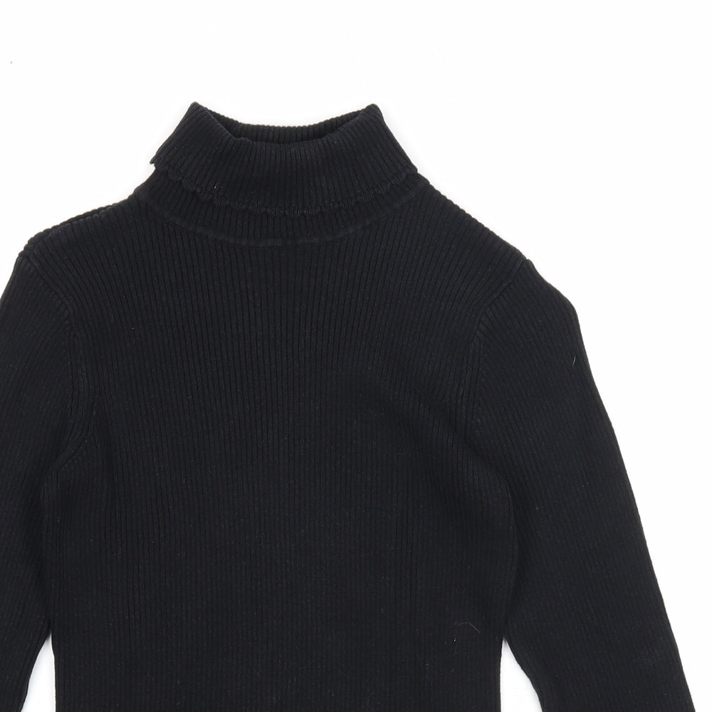 George Girls Black Roll Neck Cotton Pullover Jumper Size 10-11 Years Pullover