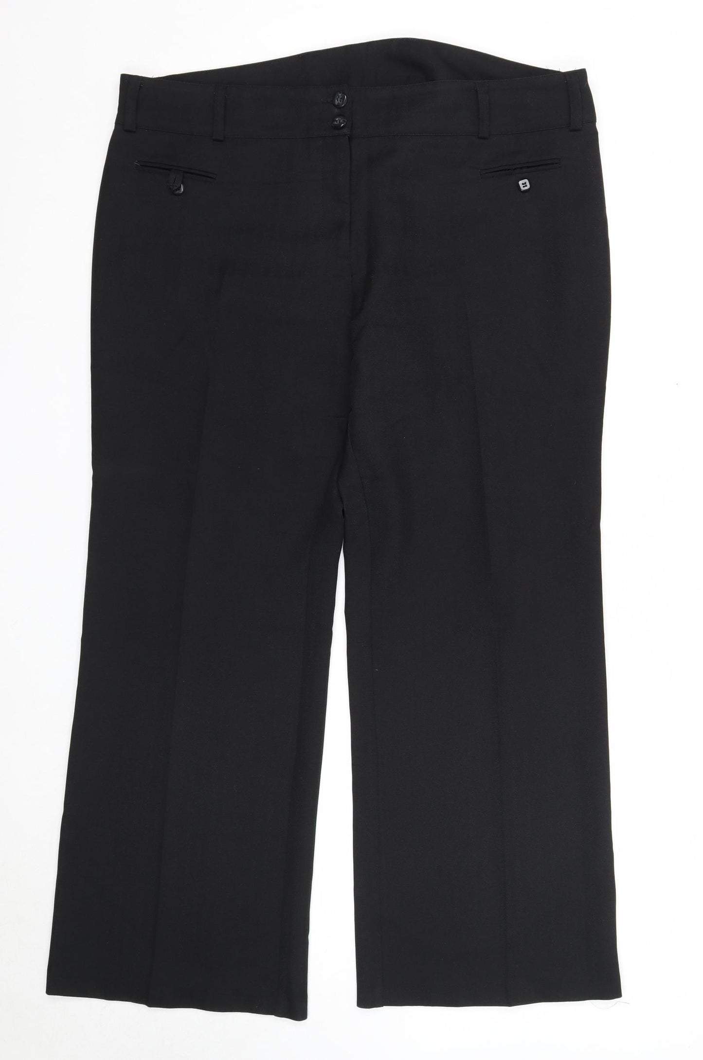 F&F Womens Black Polyester Trousers Size 20 Regular Zip