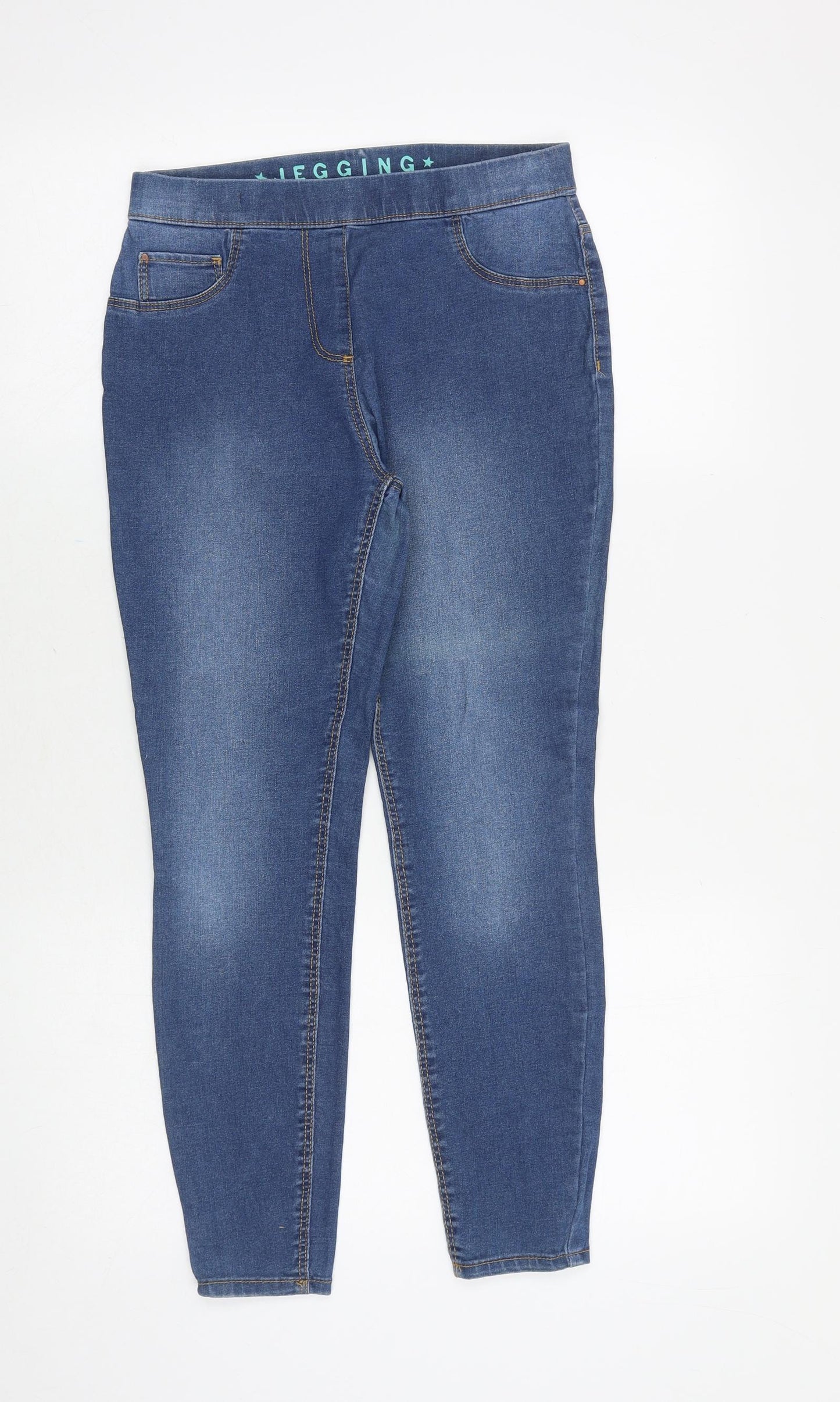 George Girls Blue Cotton Jegging Jeans Size 11-12 Years Regular Pullover
