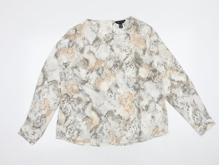 New Look Womens Multicoloured Animal Print Polyester Basic Blouse Size 14 Boat Neck - Snake Print