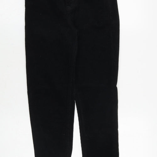 Topshop Womens Black Cotton Trousers Size 25 in Regular Zip