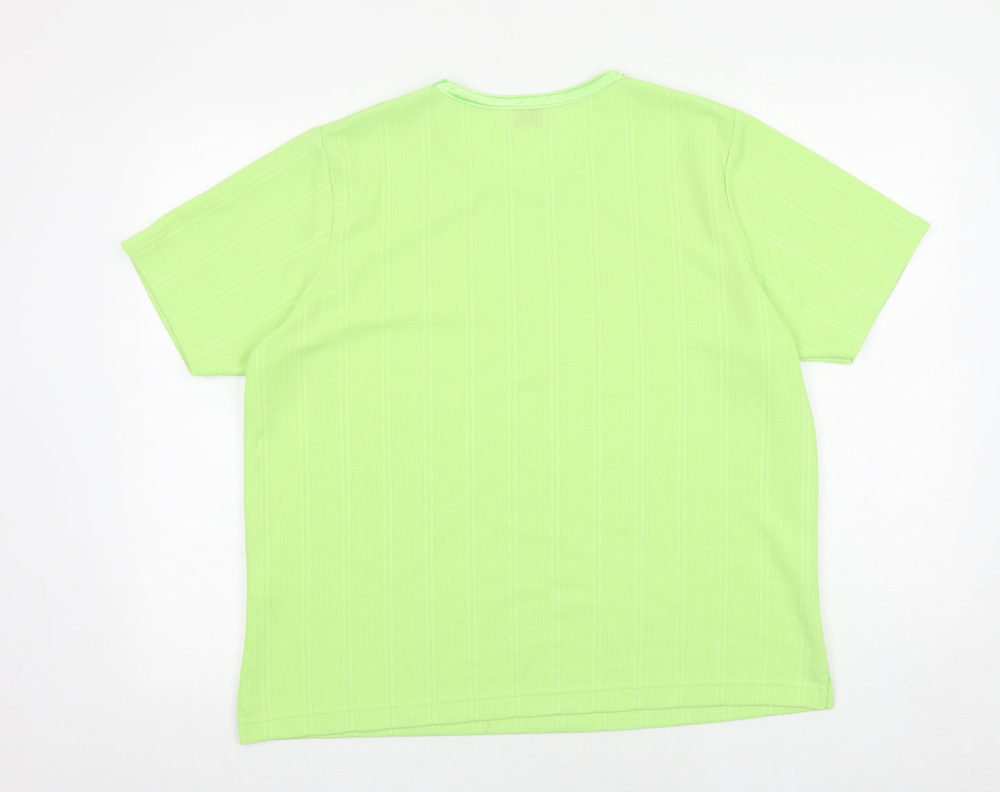Bonmarché Womens Green Viscose Basic T-Shirt Size L Round Neck - Ribbed