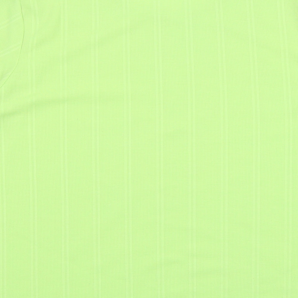Bonmarché Womens Green Viscose Basic T-Shirt Size L Round Neck - Ribbed
