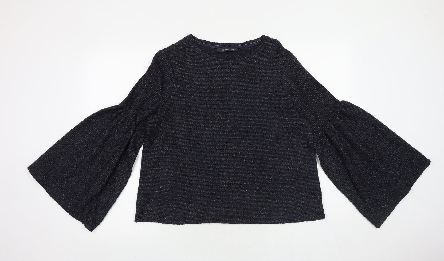 Marks and Spencer Womens Blue Round Neck Polyester Pullover Jumper Size 14