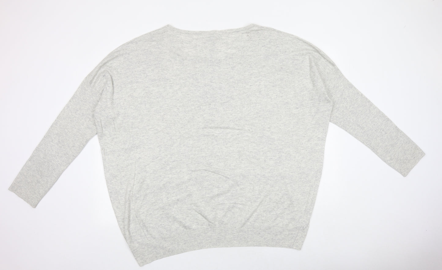 Love Yours Womens Grey Round Neck Geometric Viscose Pullover Jumper Size 30 - Bow Pattern