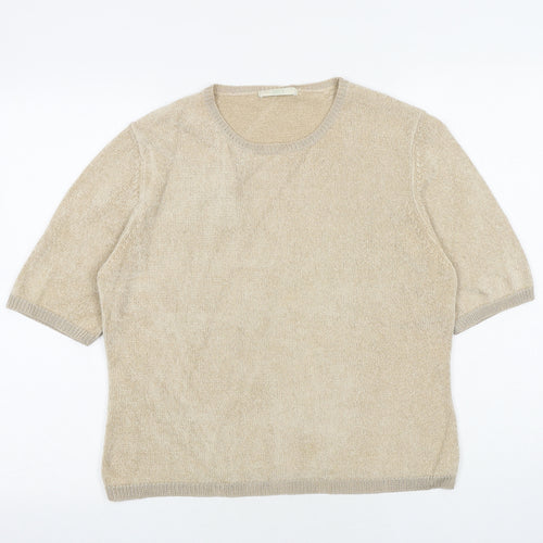 Marks and Spencer Womens Beige Round Neck Viscose Pullover Jumper Size 14
