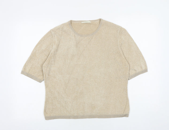 Marks and Spencer Womens Beige Round Neck Viscose Pullover Jumper Size 14