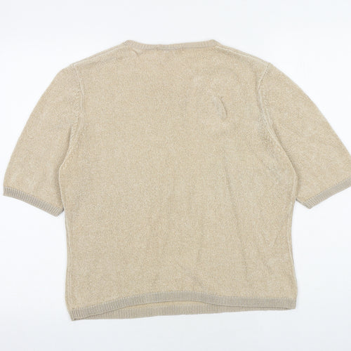 Marks and Spencer Womens Beige Round Neck Viscose Pullover Jumper Size 14