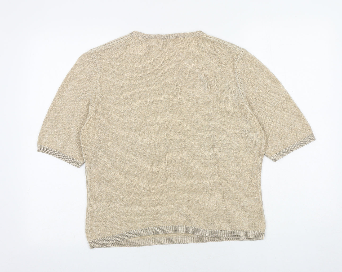 Marks and Spencer Womens Beige Round Neck Viscose Pullover Jumper Size 14