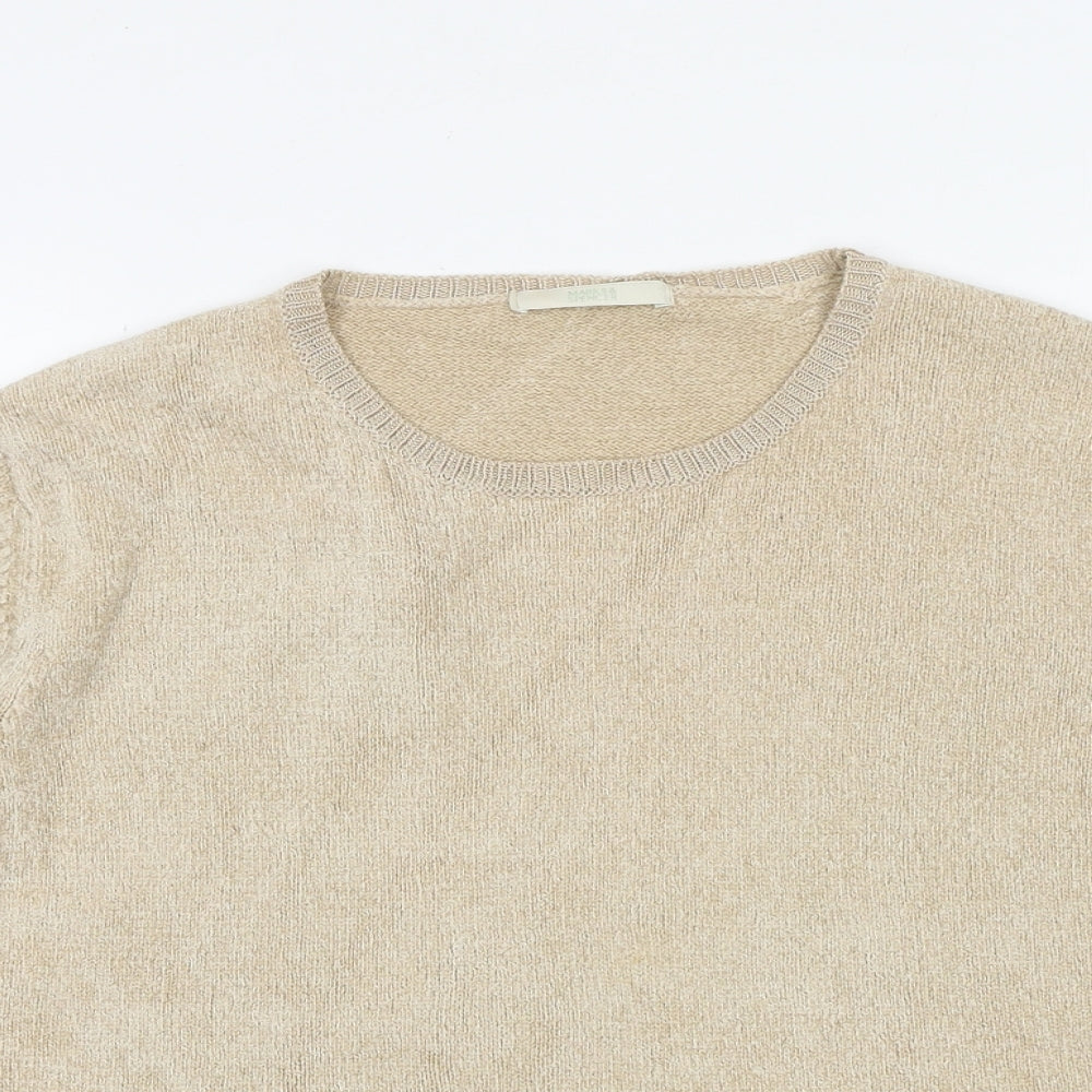 Marks and Spencer Womens Beige Round Neck Viscose Pullover Jumper Size 14