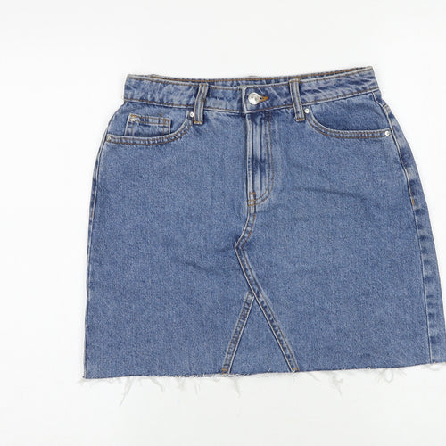Denim & Co. Womens Blue Cotton Bandage Skirt Size 8 Zip