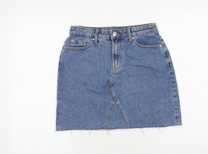 Denim & Co. Womens Blue Cotton Bandage Skirt Size 8 Zip