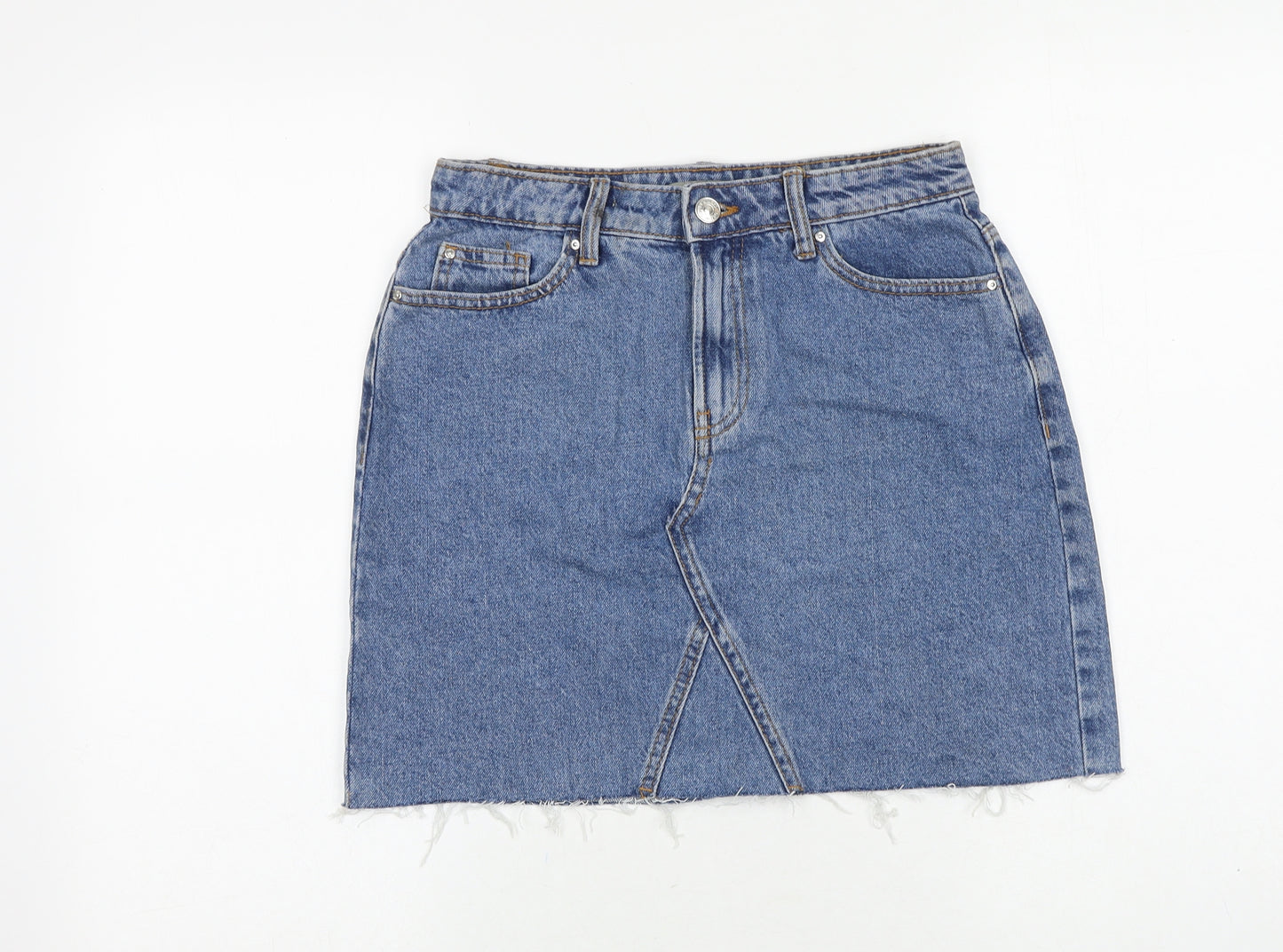 Denim & Co. Womens Blue Cotton Bandage Skirt Size 8 Zip