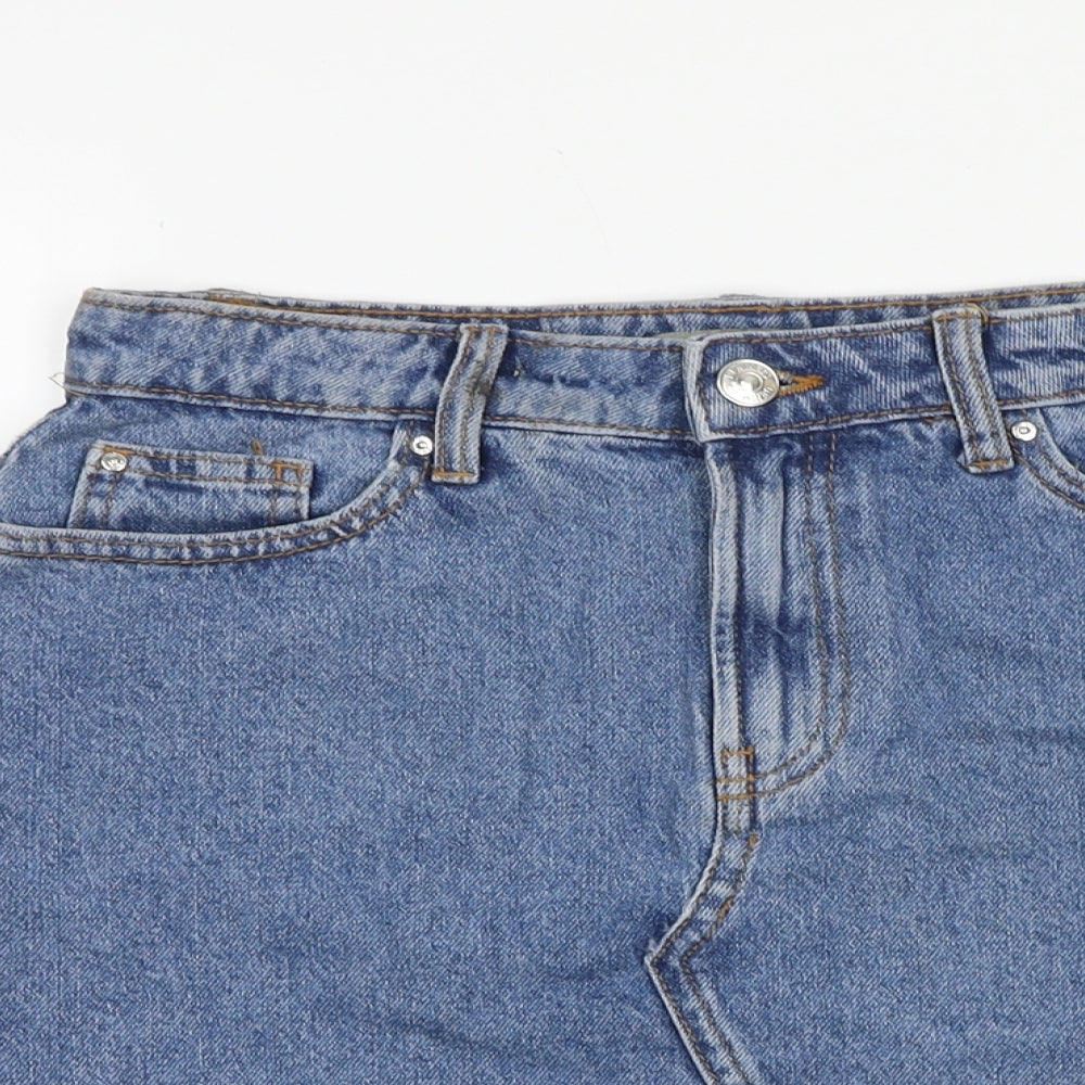 Denim & Co. Womens Blue Cotton Bandage Skirt Size 8 Zip