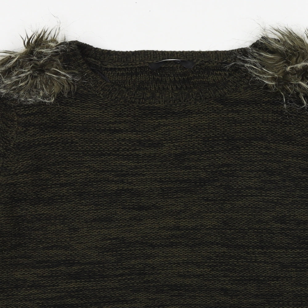 George Womens Green Round Neck Acrylic Pullover Jumper Size 14
