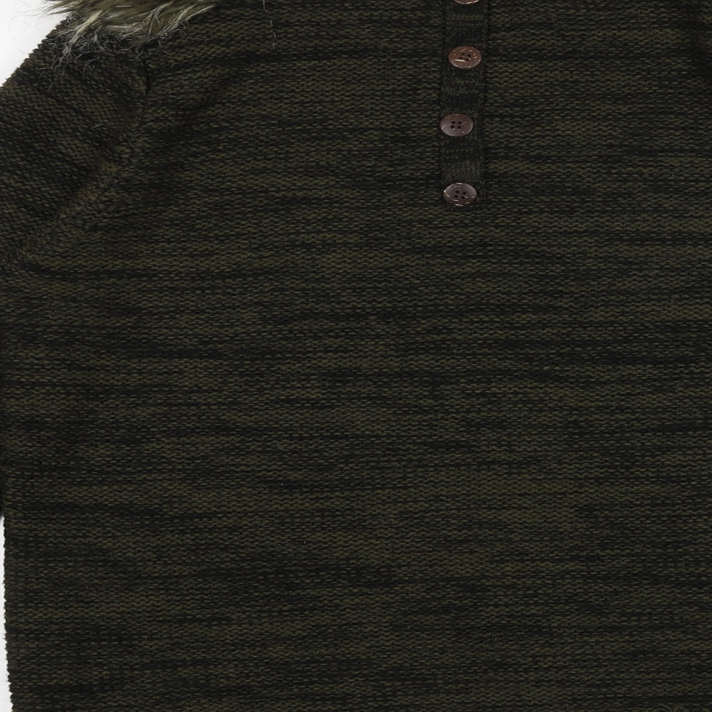 George Womens Green Round Neck Acrylic Pullover Jumper Size 14