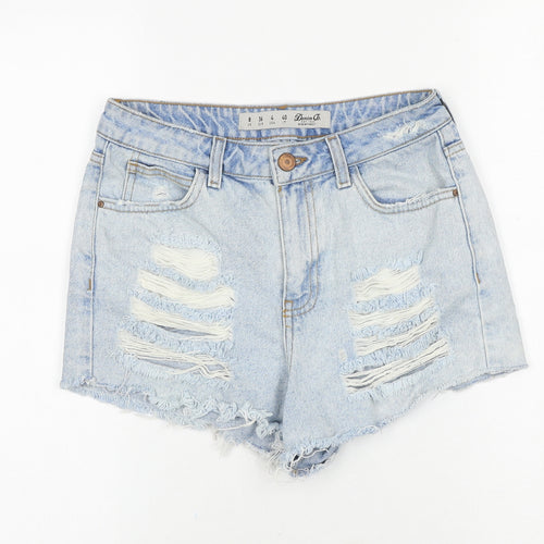Denim & Co. Womens Blue Cotton Hot Pants Shorts Size 8 Regular Zip