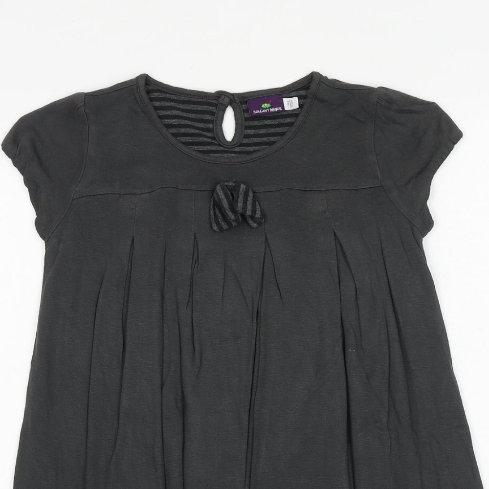 Sergent Major Girls Grey Polyester A-Line Size 7 Years Round Neck Button