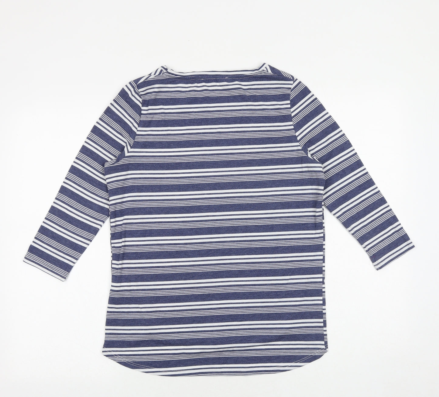 Maison De Nimes Womens Blue Striped Polyester Basic T-Shirt Size XS Boat Neck