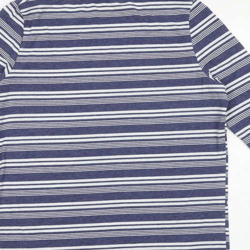 Maison De Nimes Womens Blue Striped Polyester Basic T-Shirt Size XS Boat Neck