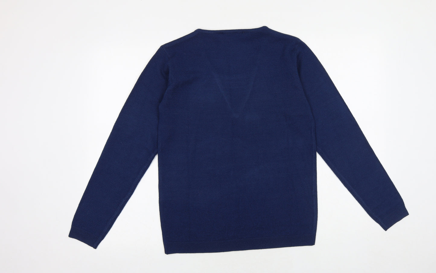Cashmasoft Womens Blue V-Neck Acrylic Pullover Jumper Size XS