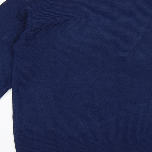 Cashmasoft Womens Blue V-Neck Acrylic Pullover Jumper Size XS
