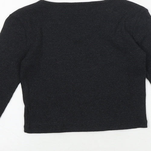 Miss Evie Girls Grey Cotton Basic T-Shirt Size 9-10 Years V-Neck Pullover