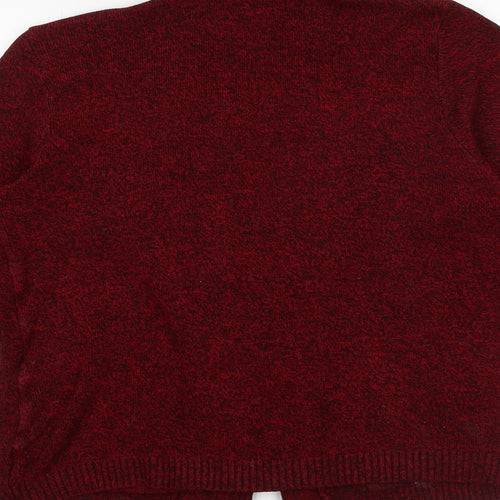 Hand To Hand Womens Red V-Neck Acrylic Cardigan Jumper Size S