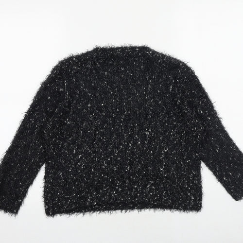 Eizens Womens Black Scoop Neck Acrylic Pullover Jumper Size L