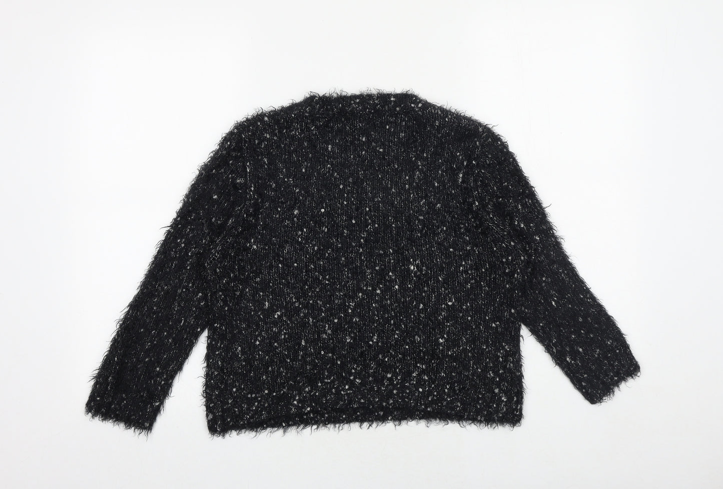 Eizens Womens Black Scoop Neck Acrylic Pullover Jumper Size L