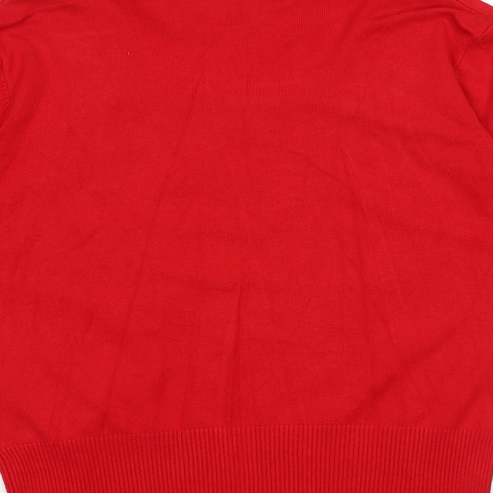 Roman Womens Red Square Neck Viscose Pullover Jumper Size 12