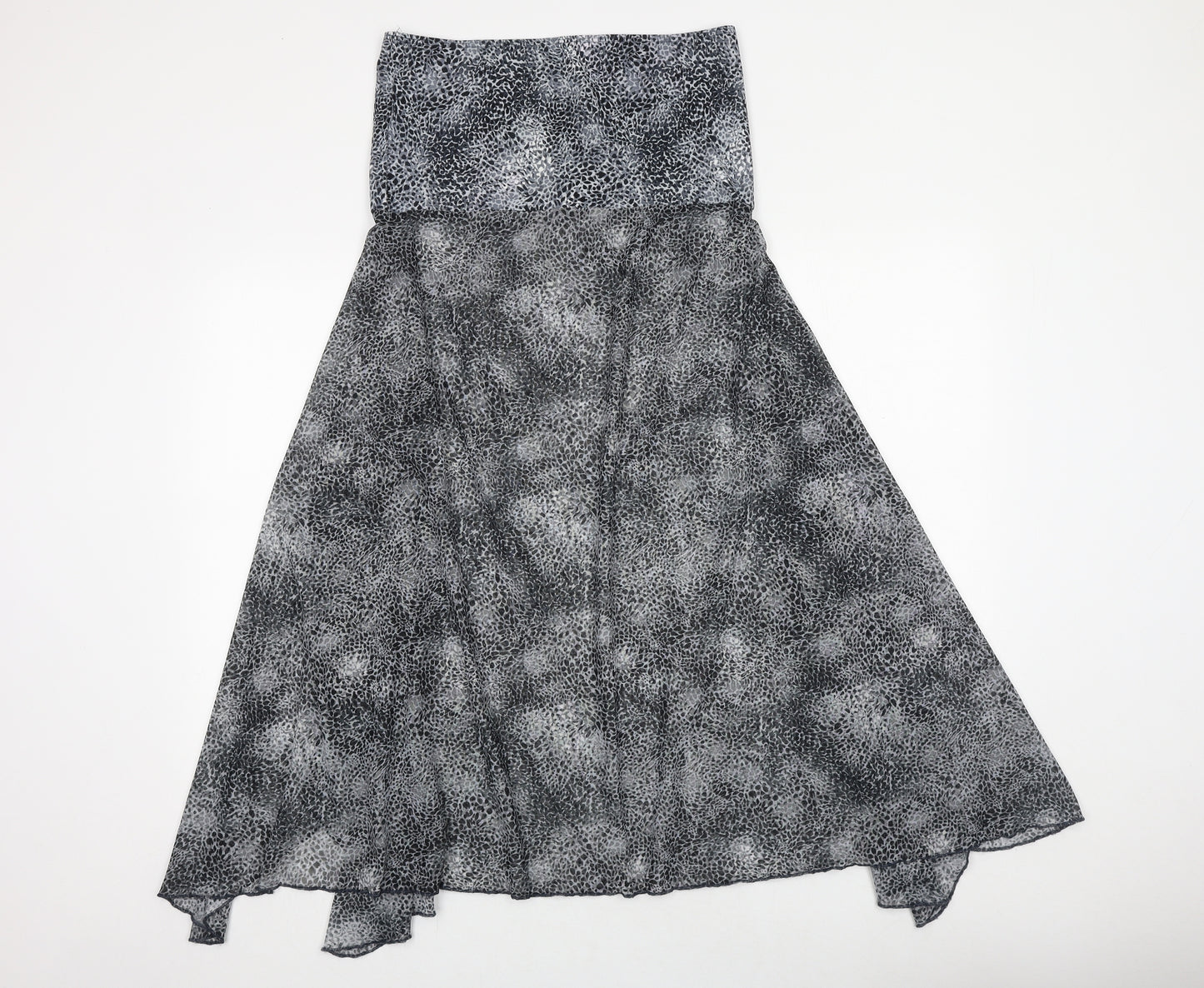 M&Co Womens Grey Geometric Polyester A-Line Size L Off the Shoulder Pullover