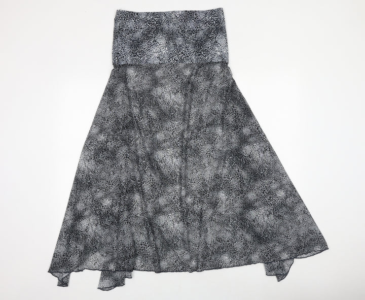 M&Co Womens Grey Geometric Polyester A-Line Size L Off the Shoulder Pullover