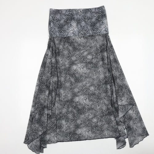 M&Co Womens Grey Geometric Polyester A-Line Size L Off the Shoulder Pullover
