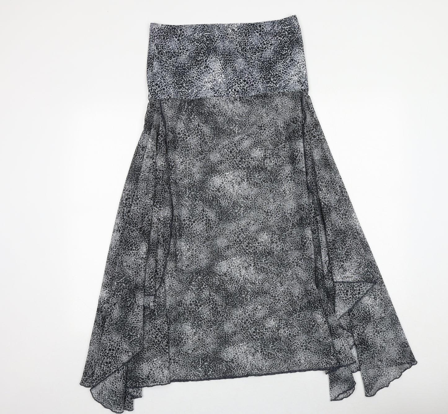 M&Co Womens Grey Geometric Polyester A-Line Size L Off the Shoulder Pullover