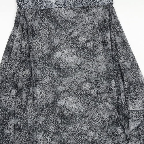 M&Co Womens Grey Geometric Polyester A-Line Size L Off the Shoulder Pullover